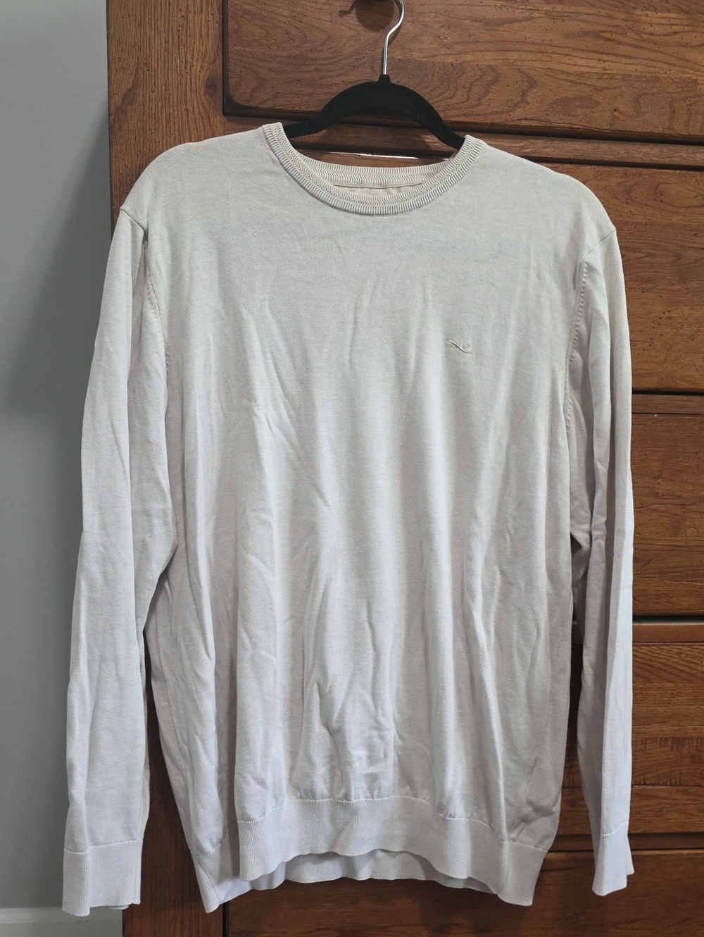 Brax Men's Crewneck Sweater in Cream with Subtle Logo